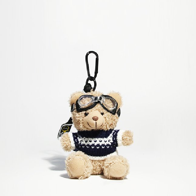 Black and White Sweater Aviator Teddy Bag Charm