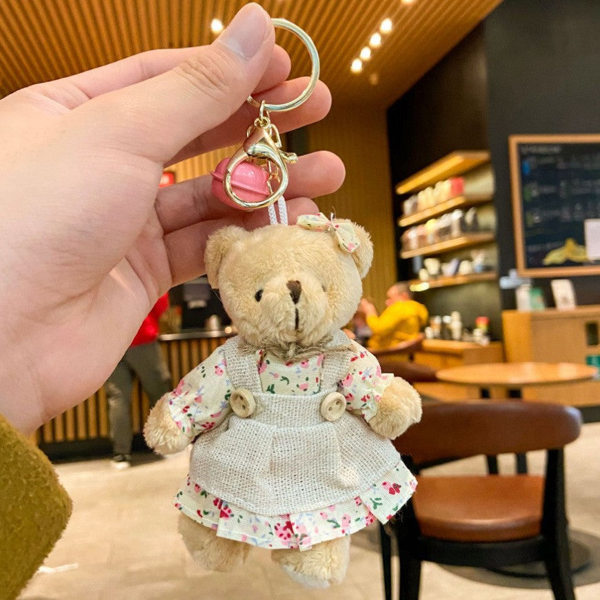 Floral Charm Teddy Bear Couple Bag Charms