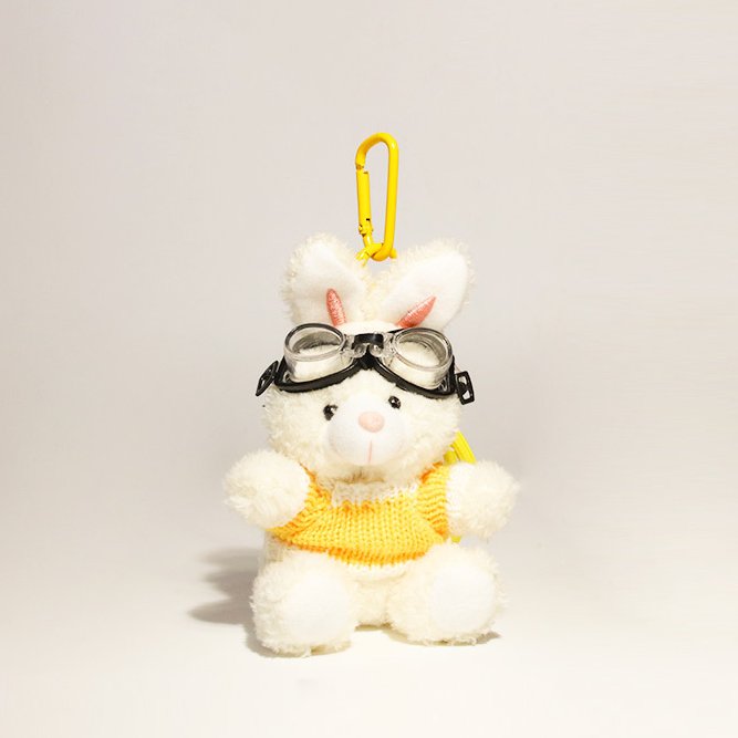 Yellow Sweater Aviator Bunny Bag Charm