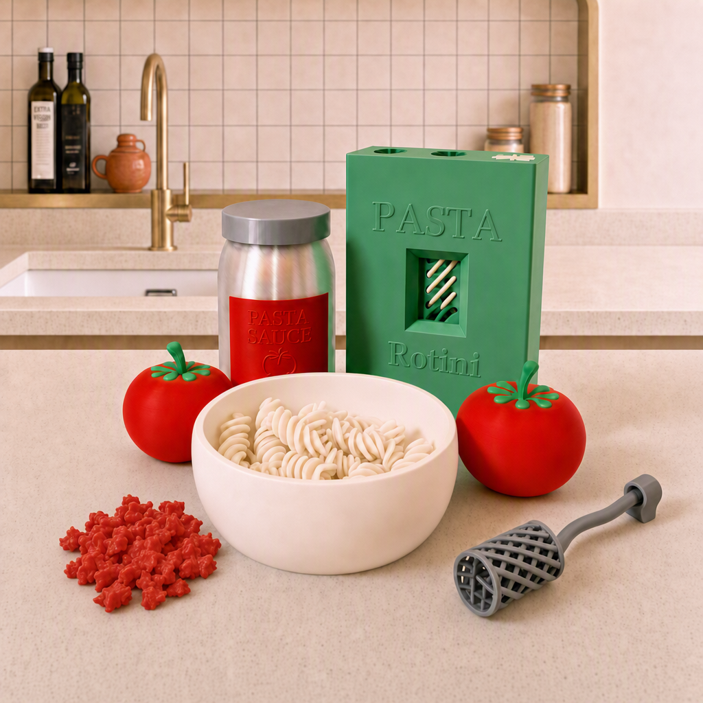 Squishy Noodles Pasta Fidget Bowl Set – 3D Printed Sensory Toy