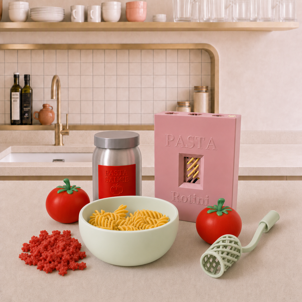 Squishy Pasta Fidget Bowl Set Flushing Pink – 3D Printed Sensory Toy