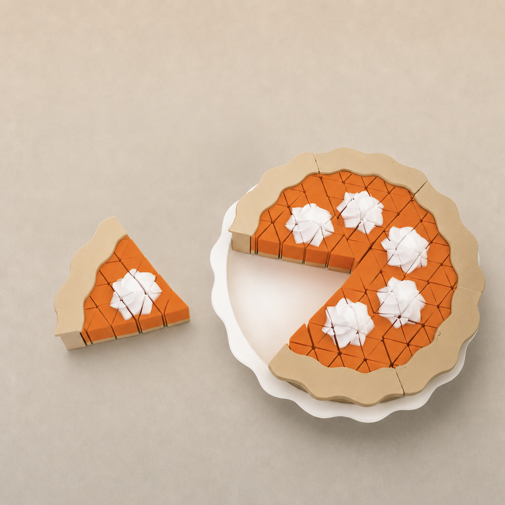 Squishy Pixel Pumpkin Pie Slice Fidget – 3D Printed Sensory Toy