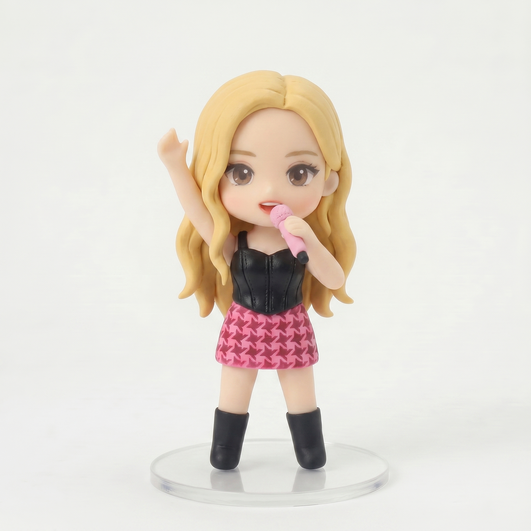 100% Handmade KPOP Star "Rosie Pink" Collectible Figure