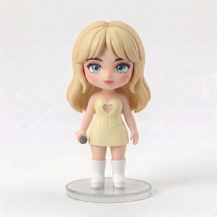 Sabrina Carpenter Pop Star "Sweet Singer" Collectible Figure – Yellow Stage Edition – handmade collectible figure chibi-style fan merch gift...