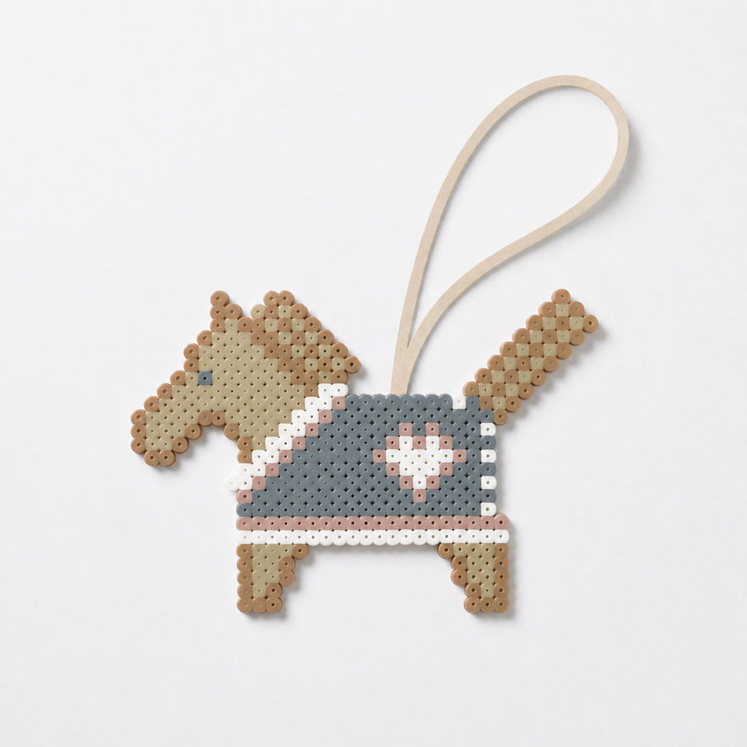 Sage & Tan Fuse Bead Horse Bag Charm