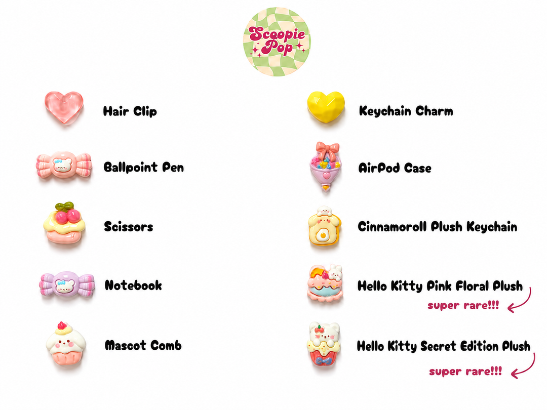 Sanrio Lucky Scoop 🌸 | Mystery Surprise Box | 8 Authentic Sanrio Items Per Scoop