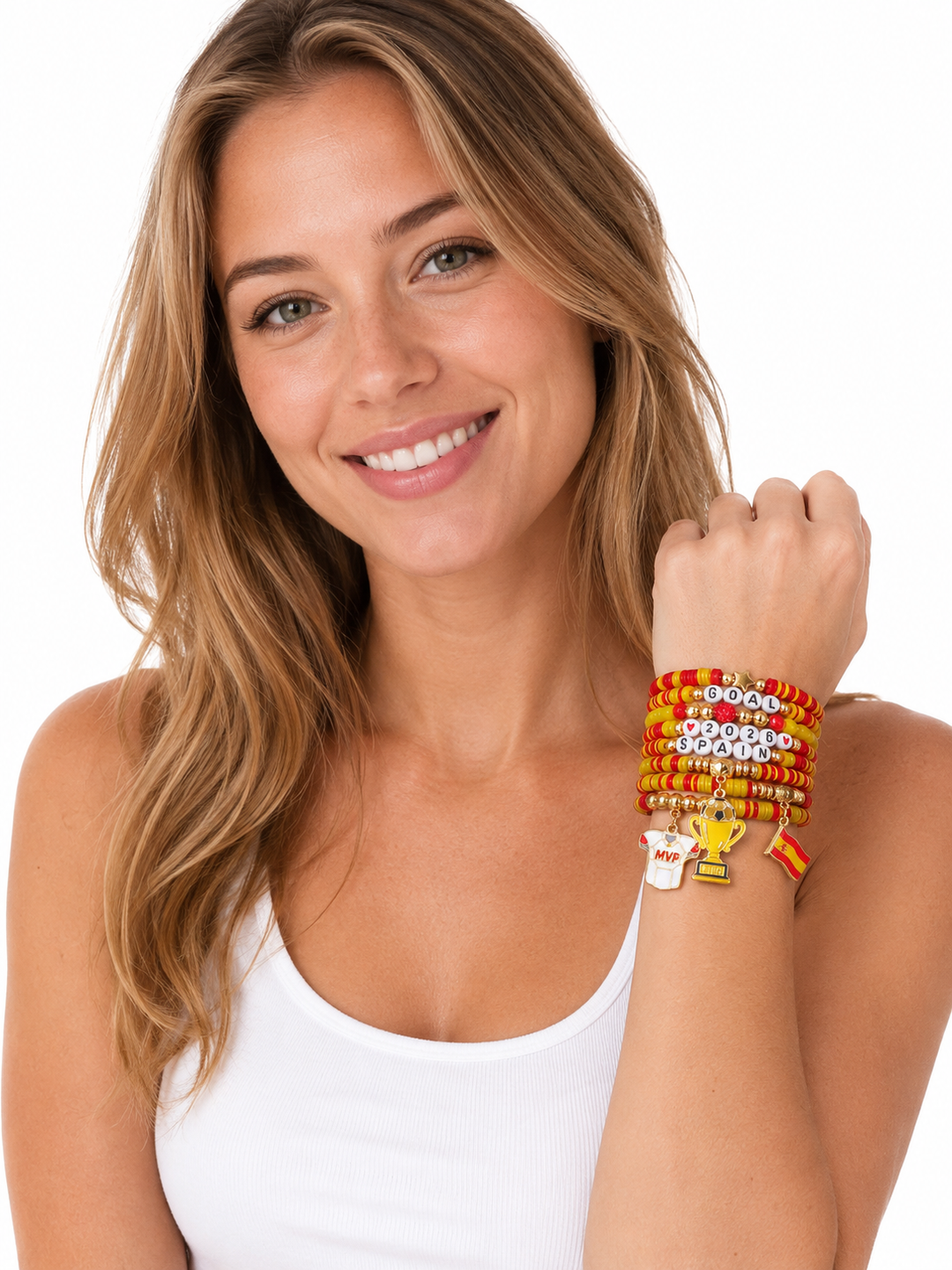 Spain Football Bracelet Stack