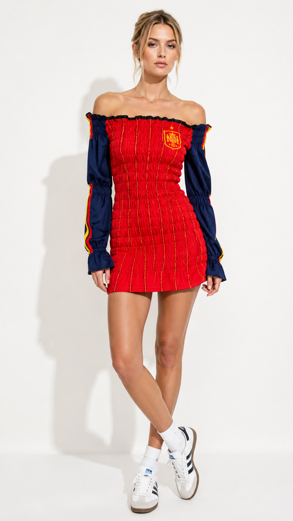 Spain Off-Shoulder Long-Sleeve Mini Dress