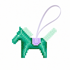 Teal & Lavender Fuse Bead Horse Bag Charm