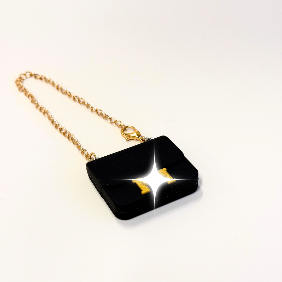 Labubu Mini Elegance Bag – Black with Gold Accent