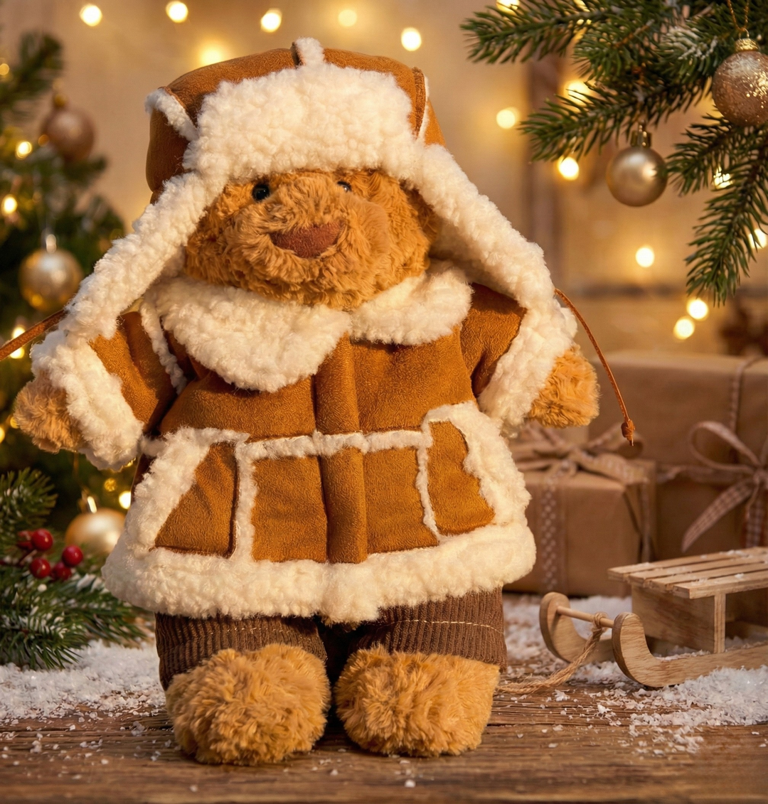 Jellycat Brown Bear Winter Outfit – Jellycat plush stuffed animal outfit handmade doll clothes accessory