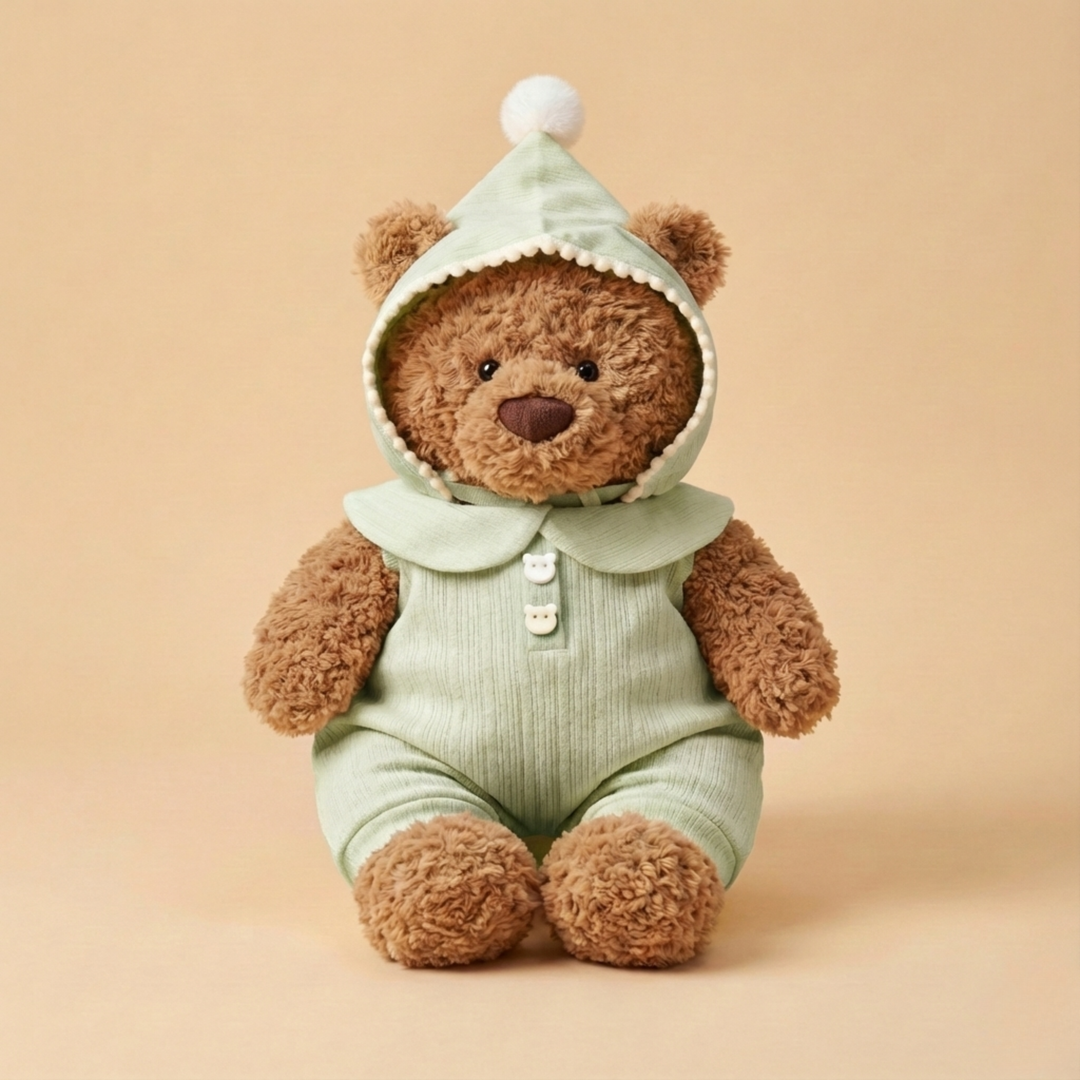 Jellycat Hooded Romper Outfit flat lay product shot – Lizzie & Friends