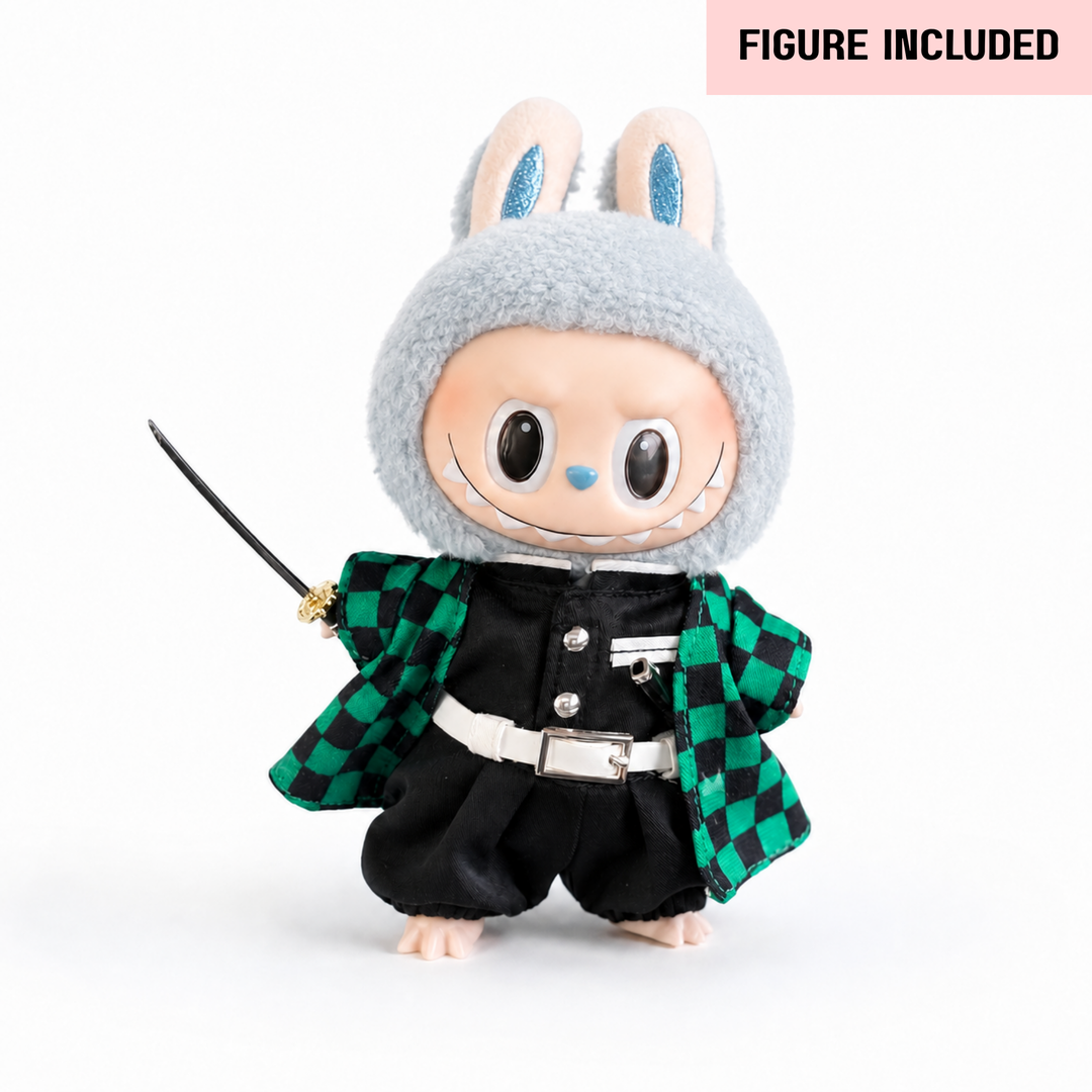Labubu Demon Slayer Tanjiro Outfit Set – Complete with Authentic Exciting Macaron Sea Salt Coconut Figure