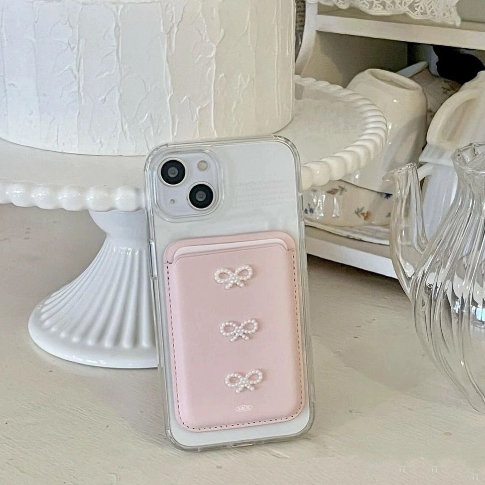 Pearly Bow Phone Card Holder