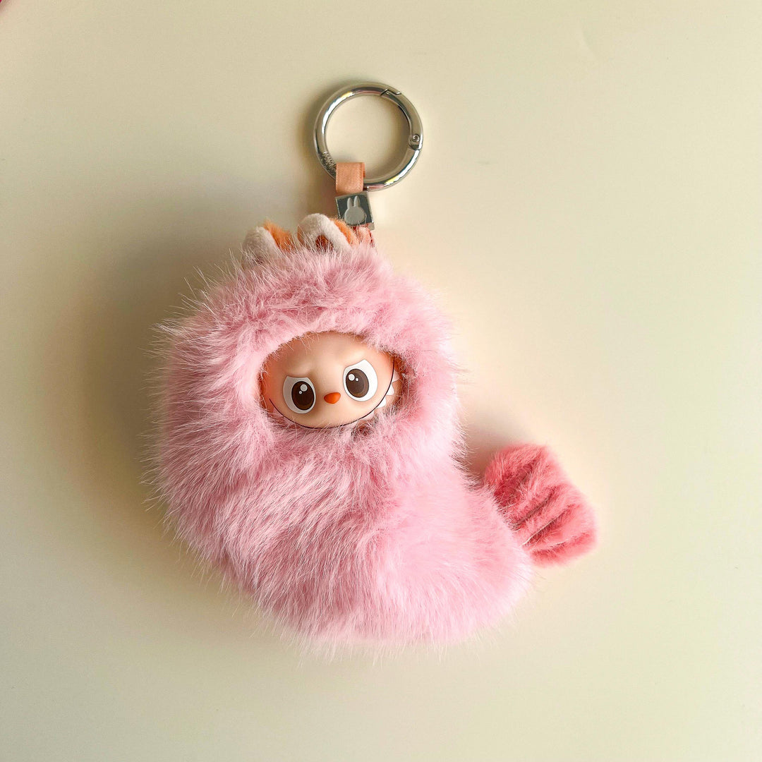 Labubu 4.0 Fluffy Costume – Fried Shrimp (Pink Edition) – Labubu 4.0 V4 handmade outfit accessory Pop Mart plush doll clothes
