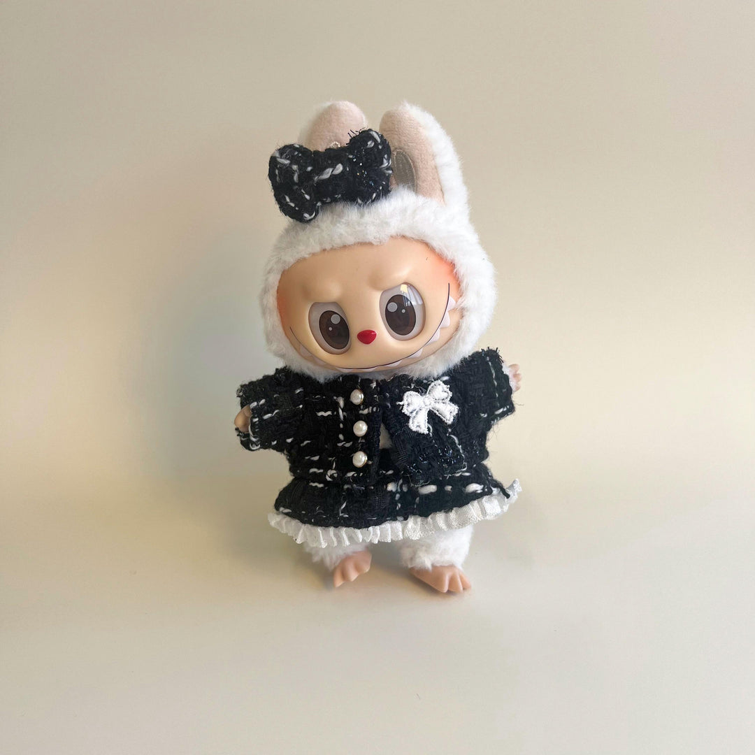 Labubu Tweed Dress Outfit – Pearl Button Style