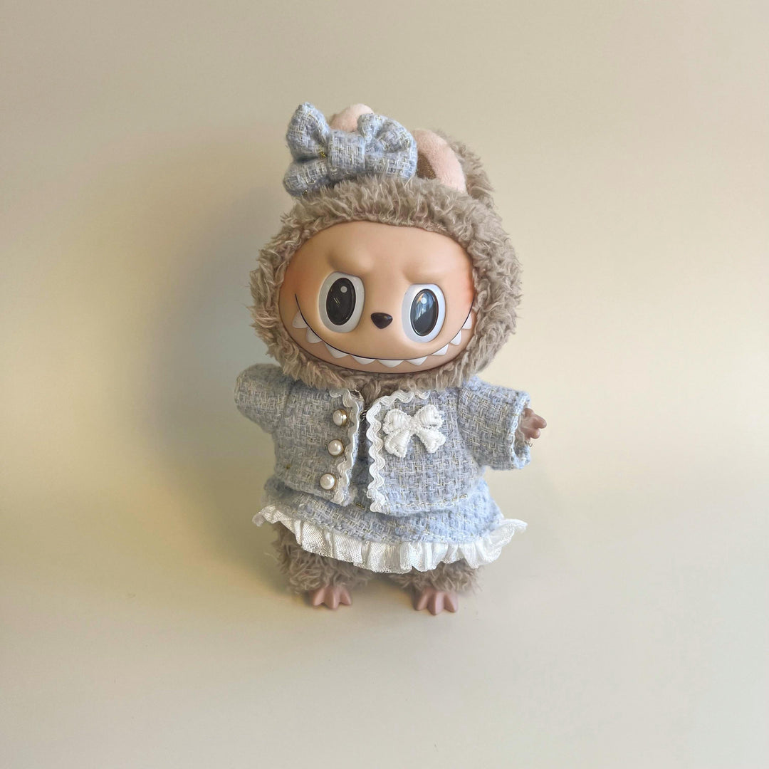 Labubu Tweed Dress Outfit – Pearl Button Style