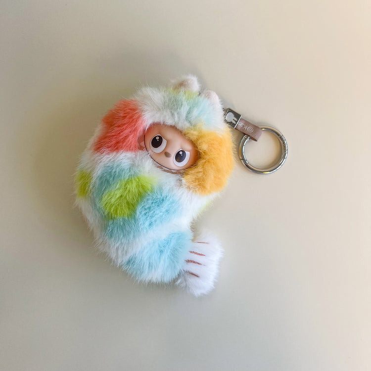 Labubu 4.0 Rainbow Shrimp Fuzzy Outfit – Labubu 4.0 V4 handmade outfit accessory Pop Mart plush doll clothes