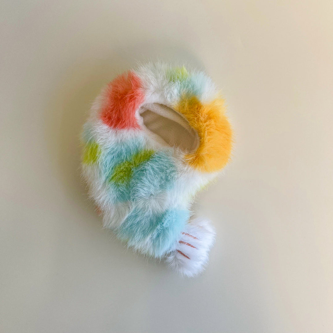 Labubu 4.0 Rainbow Shrimp Fuzzy Outfit flat lay product shot – Lizzie & Friends