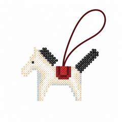 White & Black Fuse Bead Horse Bag Charm