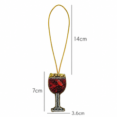 Red Wine Glass Bag Charm – Gold Loop