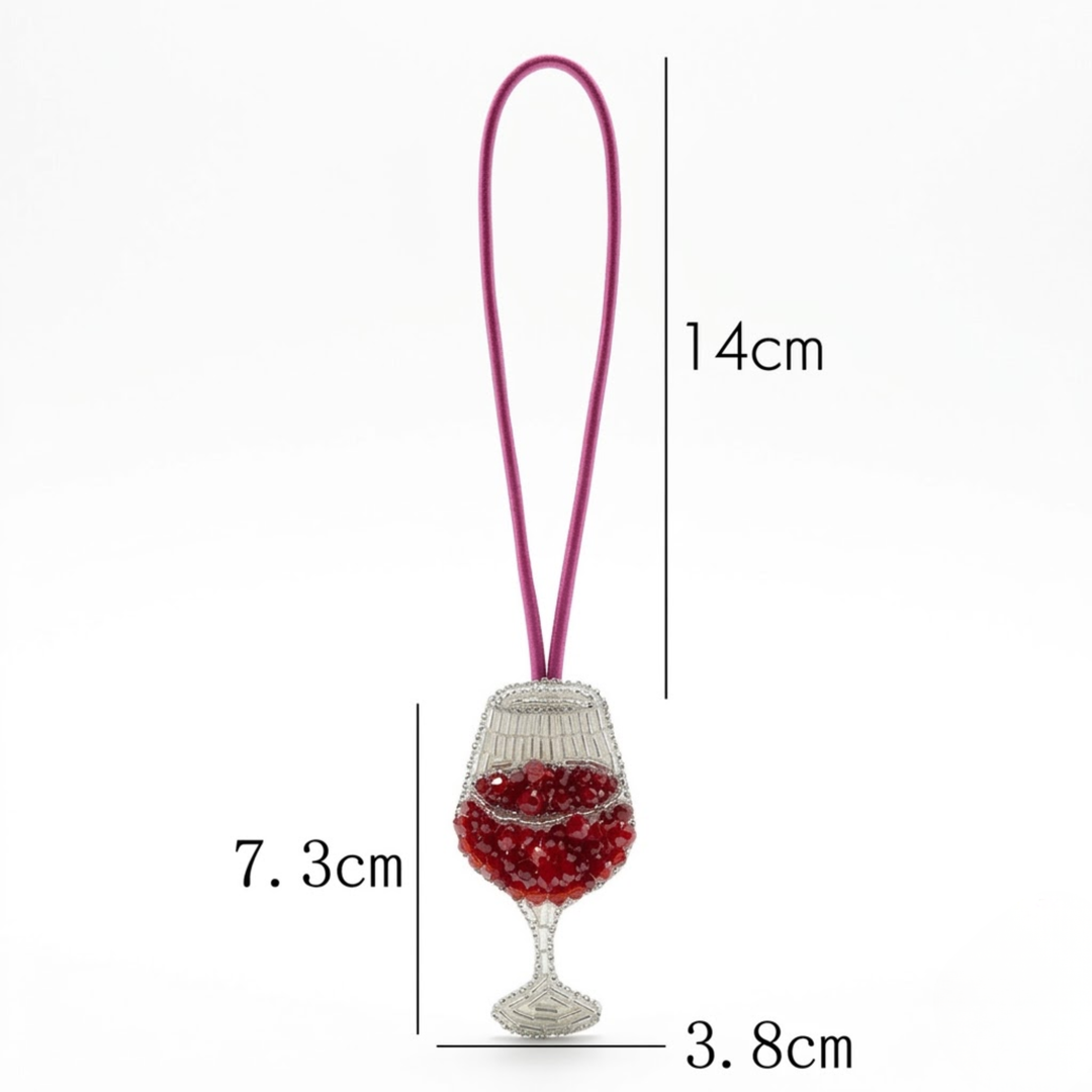 Red Wine Glass Bag Charm – Pink Loop
