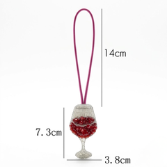 Red Wine Glass Bag Charm – Pink Loop