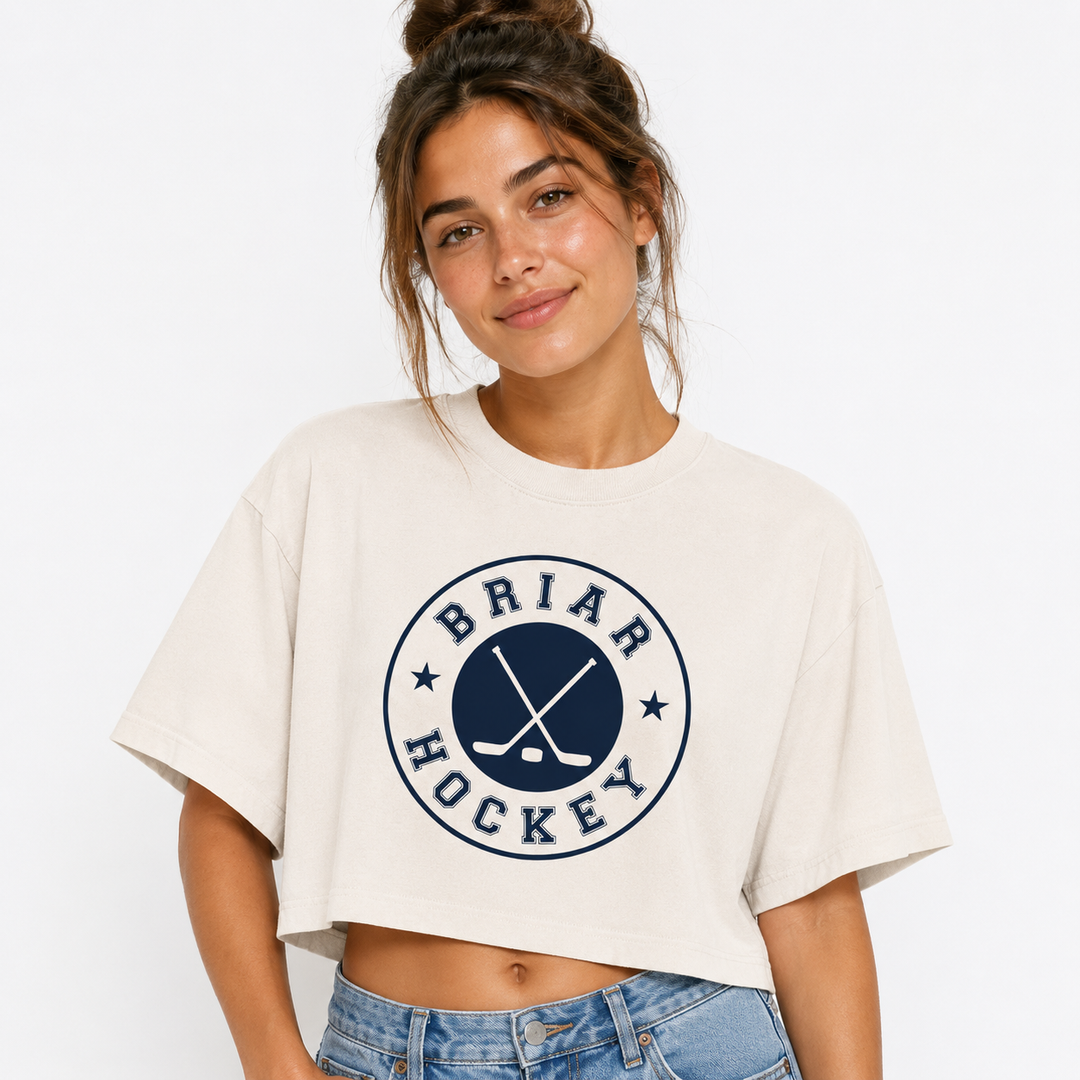Briar Hockey Vintage Cropped T-Shirt – Beige