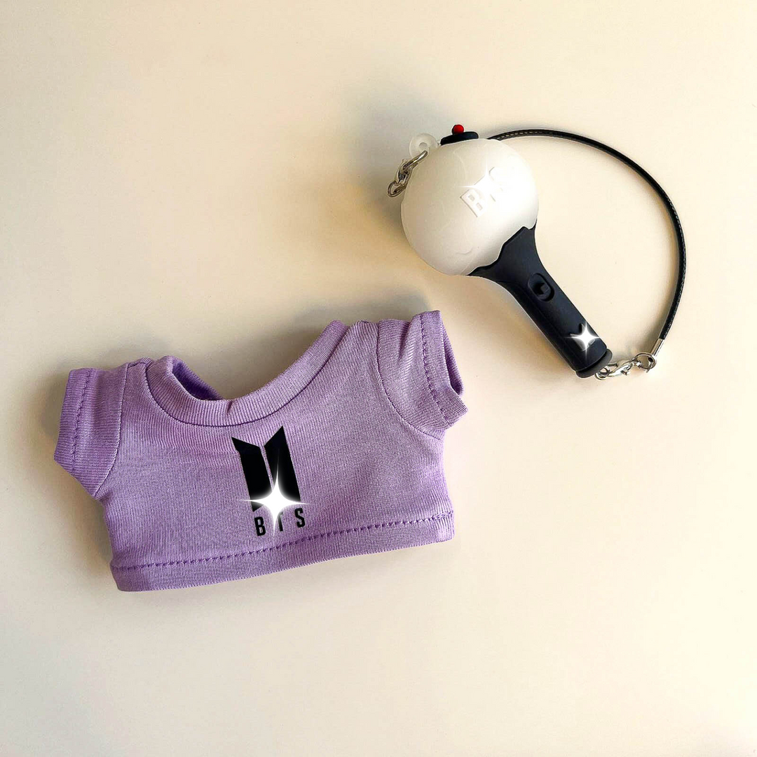 Labubu Bullet Proof Idol Tee Outfit (Black Logo) — With Mini Fan Lightstick (2 Items) back view detail – Lizzie & Friends
