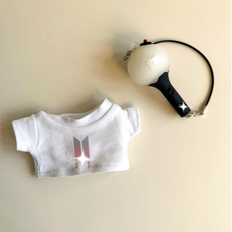 Labubu Bullet Proof Idol Tee Outfit (Colored Logo) — With Mini Fan Lightstick (2 Items) lifestyle display – Lizzie & Friends