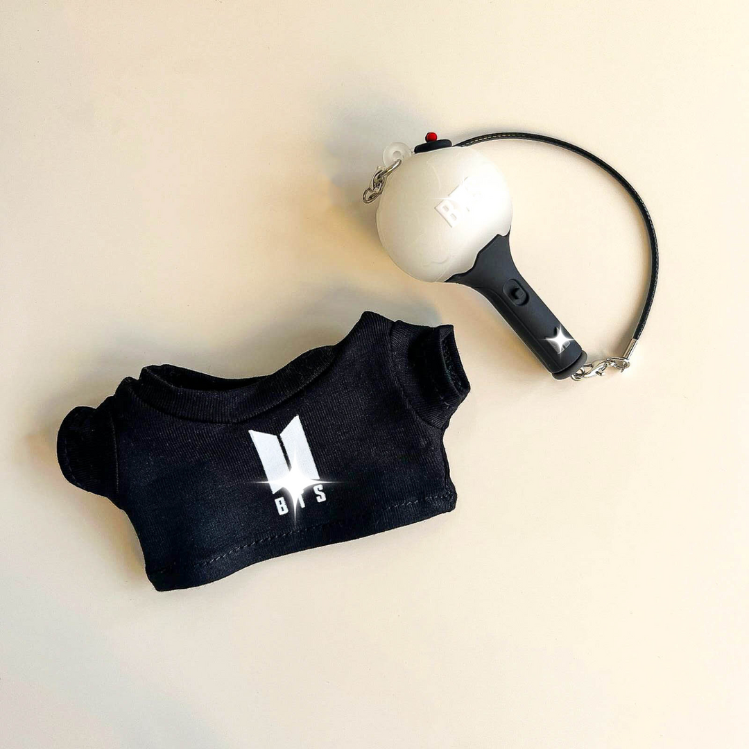 Labubu Bullet Proof Idol Tee Outfit (White Logo) — With Mini Fan Lightstick (2 Items) back view detail – Lizzie & Friends
