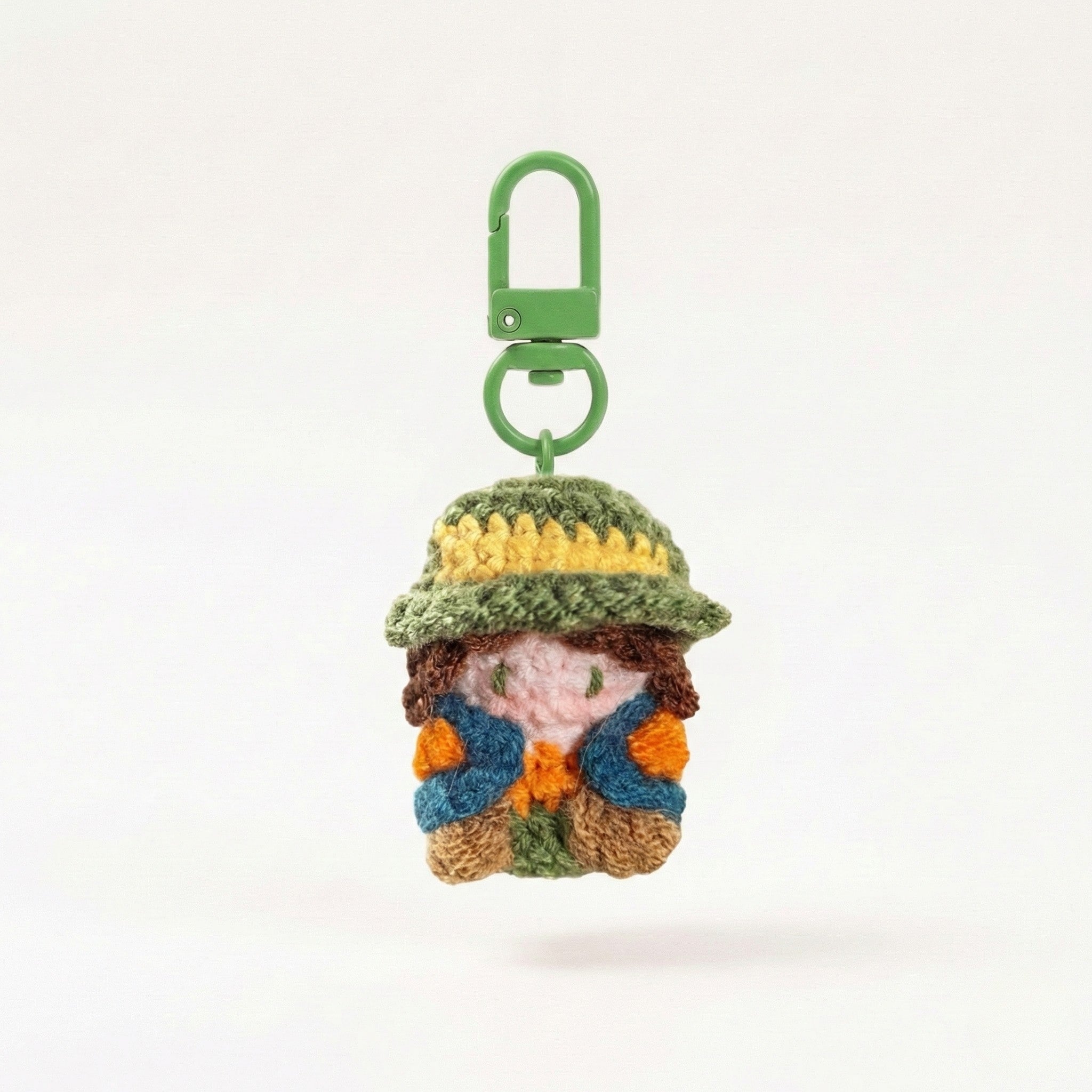 Retro Adventure Boy Dustin Plush Bag Charm (Mini) – handmade crochet plush bag charm kawaii collectible gift