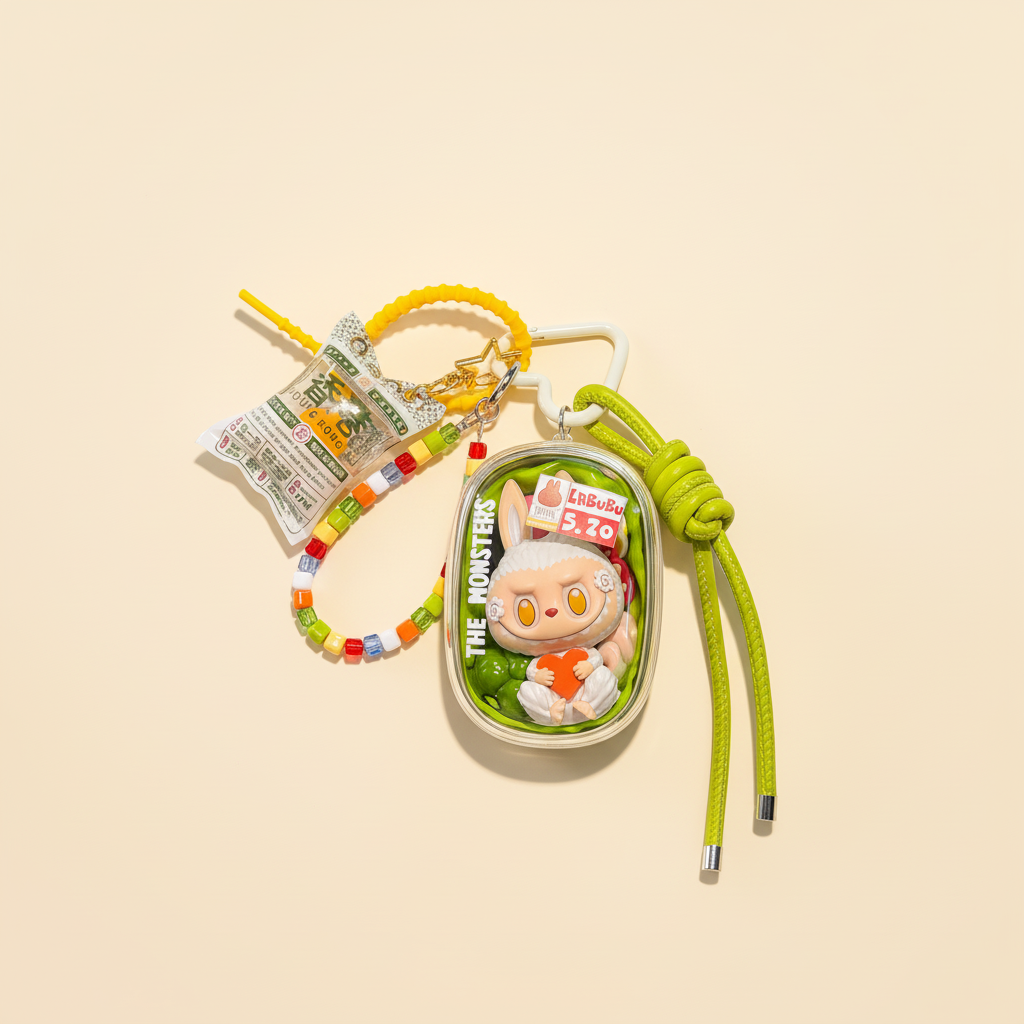 Labubu Vegetable Charm Keychain Set – Labubu plush doll outfit handmade kawaii Pop Mart collectible accessory