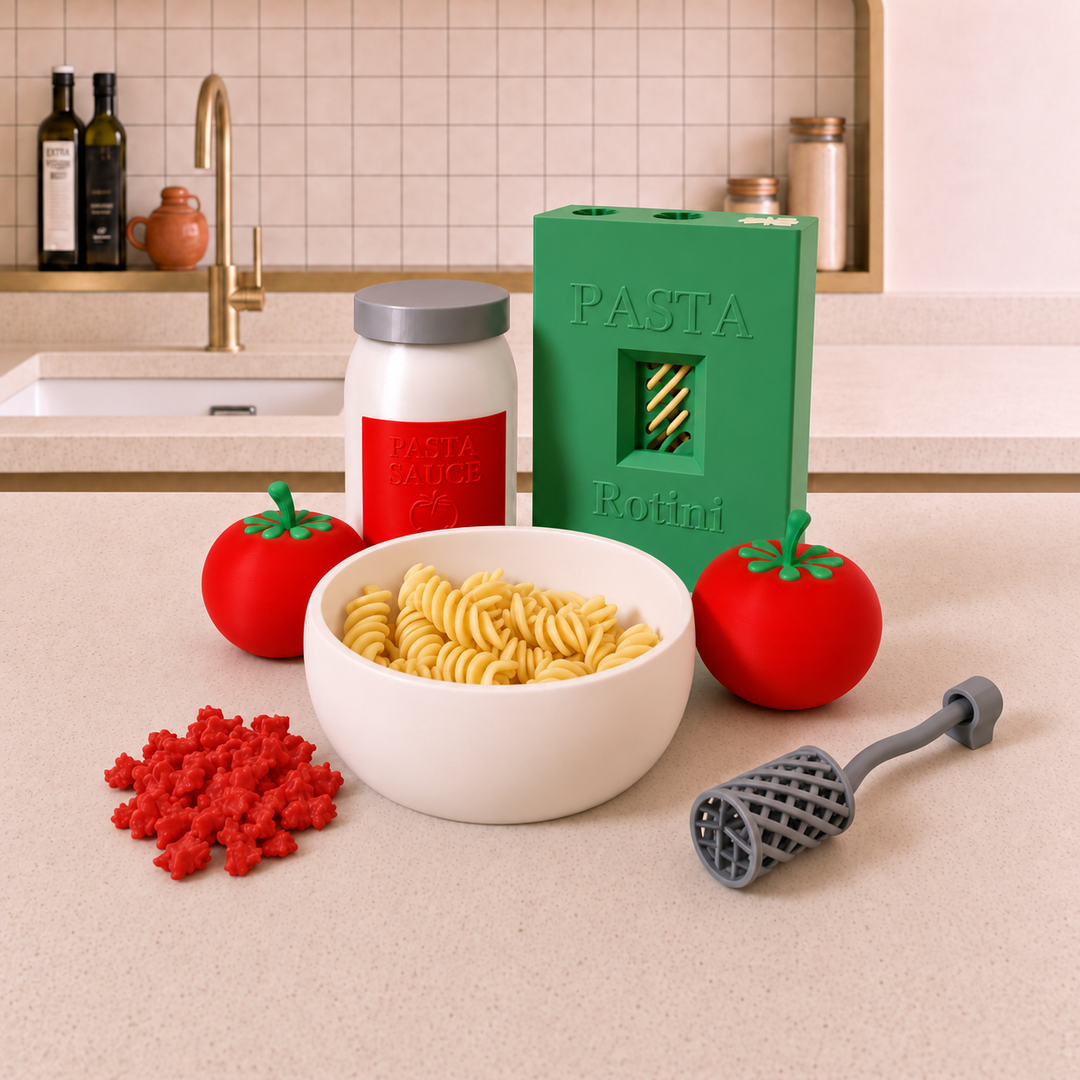 Squishy Pasta Fidget Bowl Set Green – 3D Printed Sensory Toy