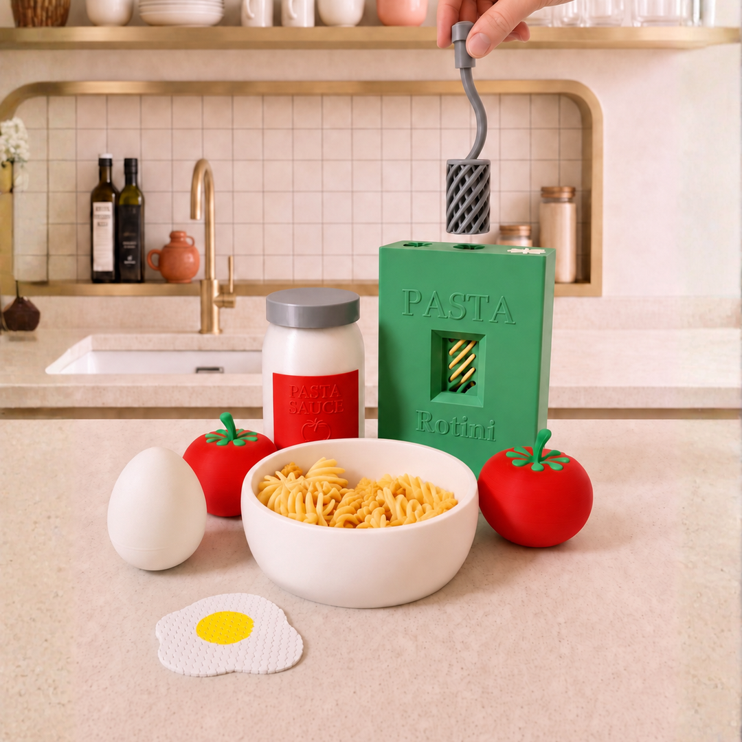 Squishy Pasta Fidget Bowl Set Green – 3D Printed Sensory Toy