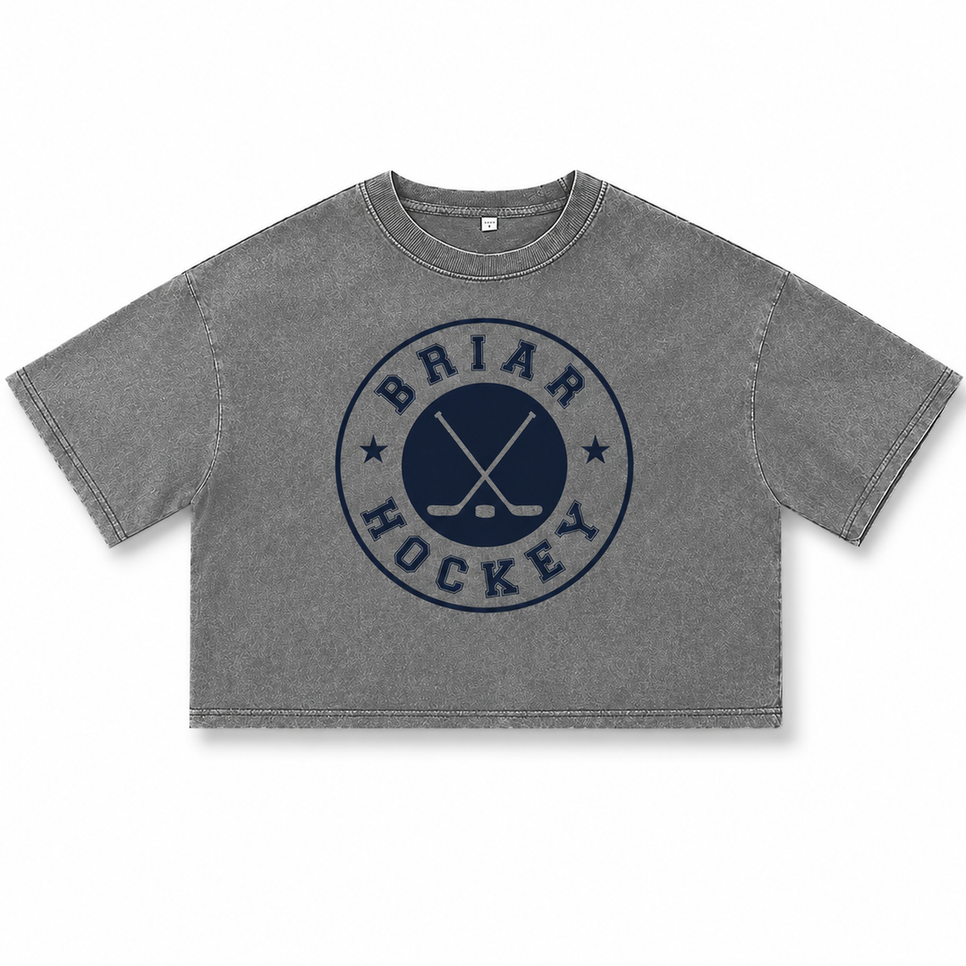 Briar Hockey Vintage Cropped T-Shirt – Grey