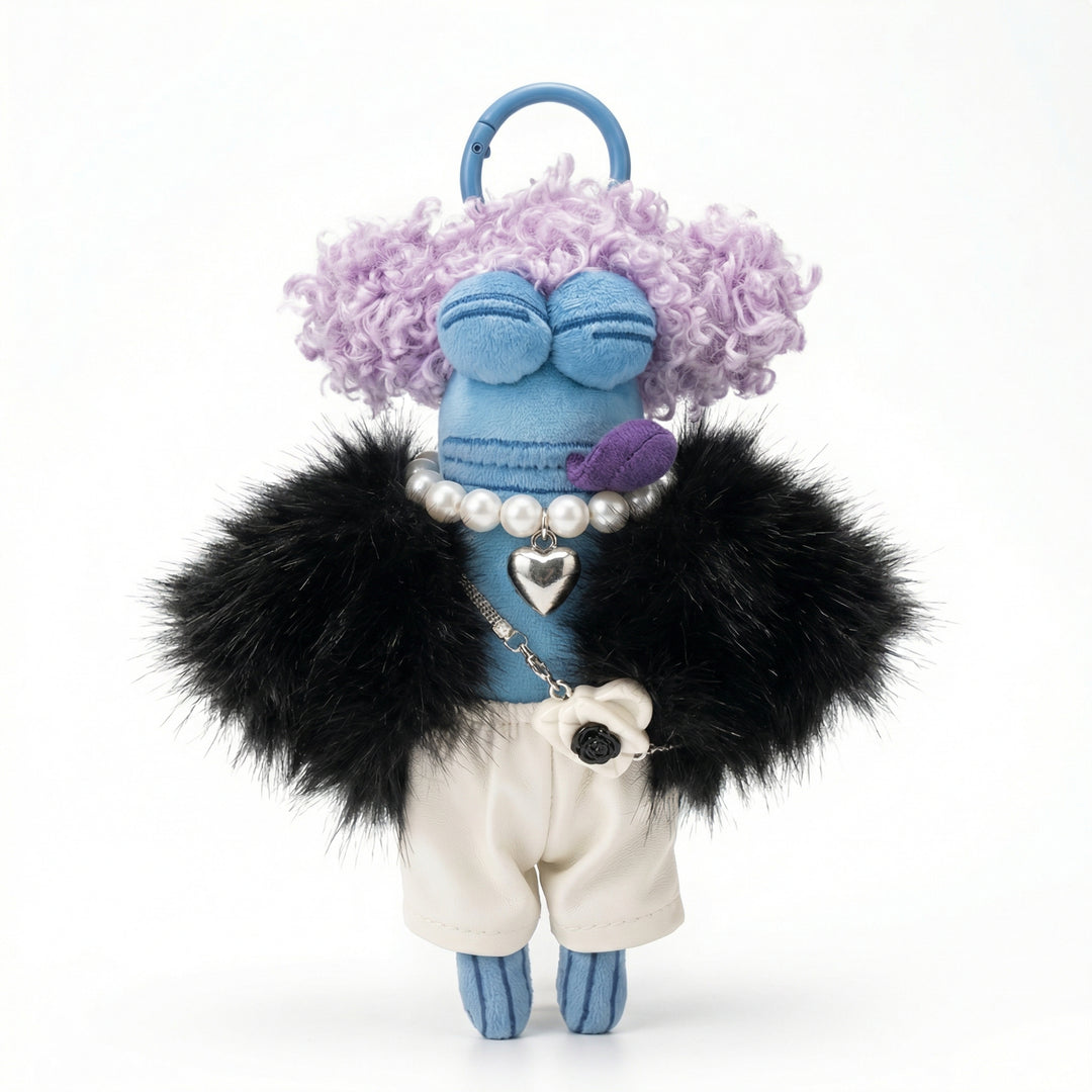Bikini Bottom Buddies Black Faux Fur Outfit Set (5 items) – handmade plush doll outfit clothes accessory collectible