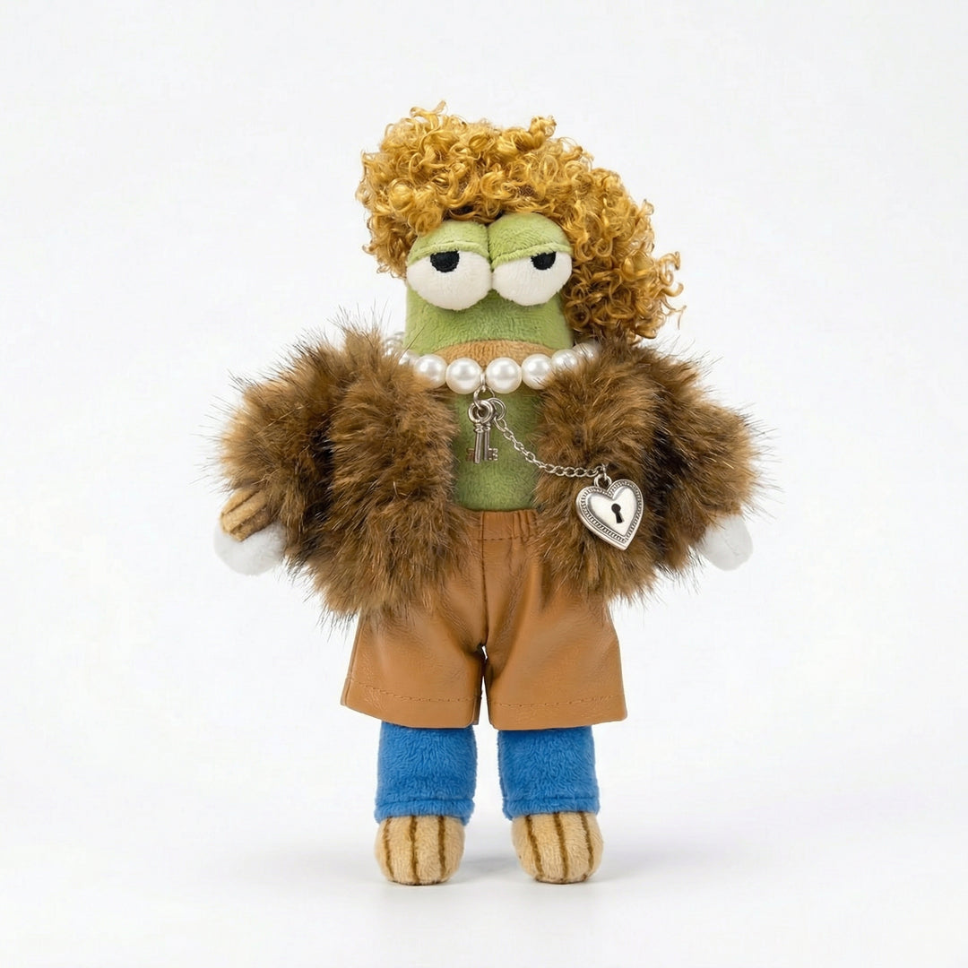 Bikini Bottom Buddies Brown Faux Fur Outfit Set (5 items) – handmade plush doll outfit clothes accessory collectible