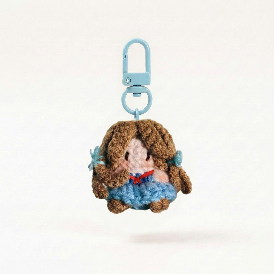 Retro Scout Girl Holly Plush Bag Charm (Mini) – handmade crochet plush bag charm kawaii collectible gift