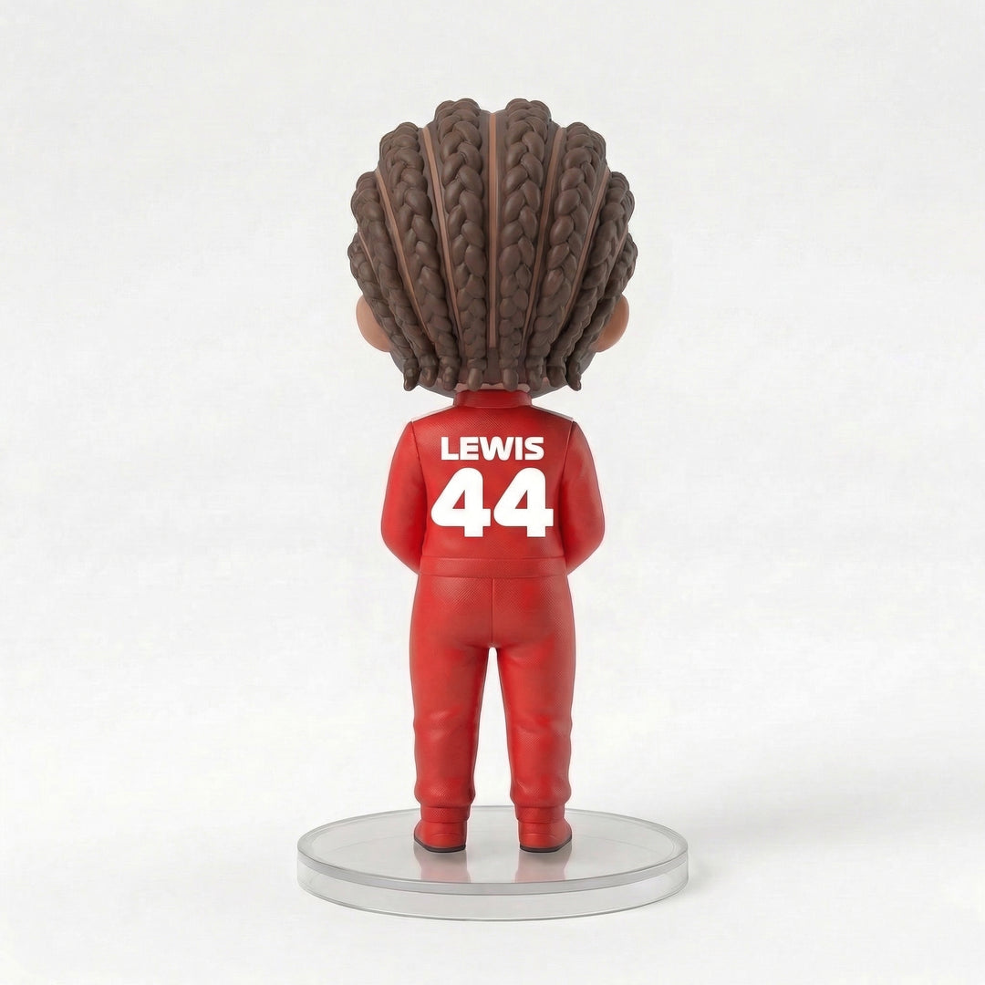 Lewis Hamilton Pro Racing Series "Lewis" Collectible Figure flat lay product shot – Lizzie & Friends