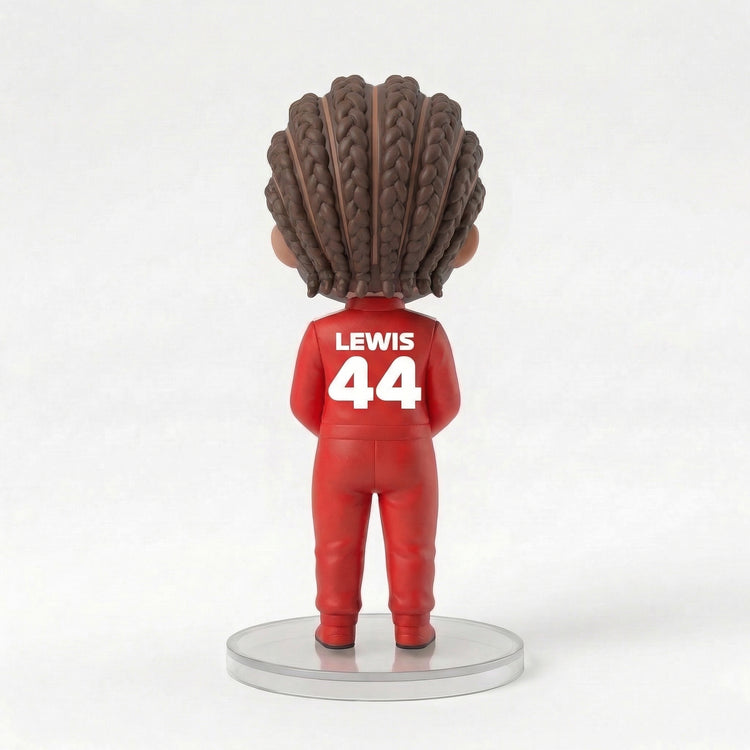 Lewis Hamilton Pro Racing Series "Lewis" Collectible Figure flat lay product shot – Lizzie & Friends