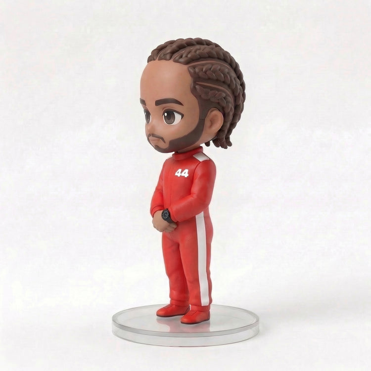 Lewis Hamilton Pro Racing Series "Lewis" Collectible Figure back view detail – Lizzie & Friends