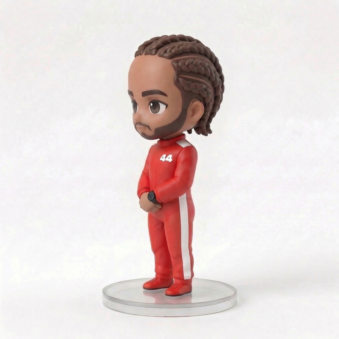 Lewis Hamilton Pro Racing Series "Lewis" Collectible Figure back view detail – Lizzie & Friends