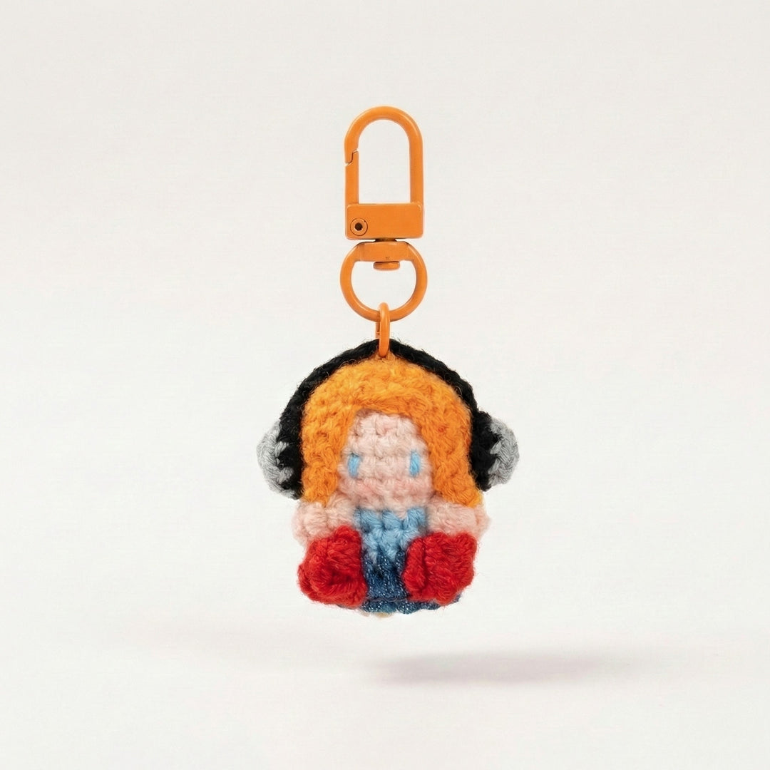 80s Headphone Heroine Max Plush Bag Charm (Mini) – handmade crochet plush bag charm kawaii collectible gift