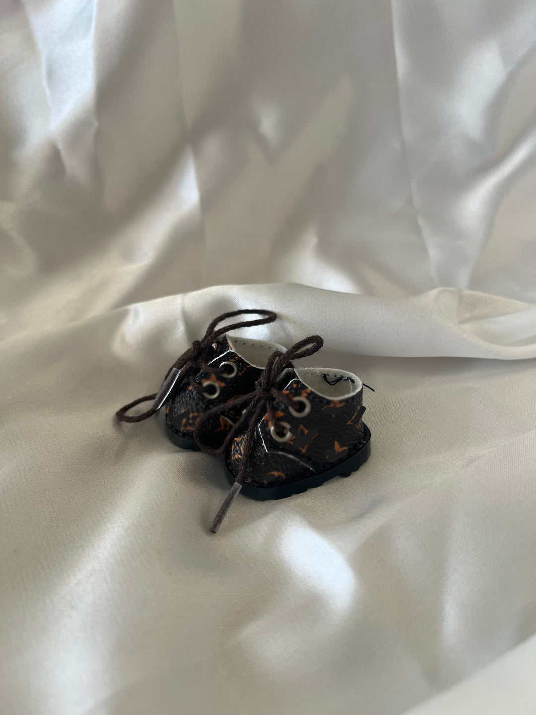 Labubu Brown Monogram Mini Boots – Labubu plush doll outfit handmade kawaii Pop Mart collectible accessory