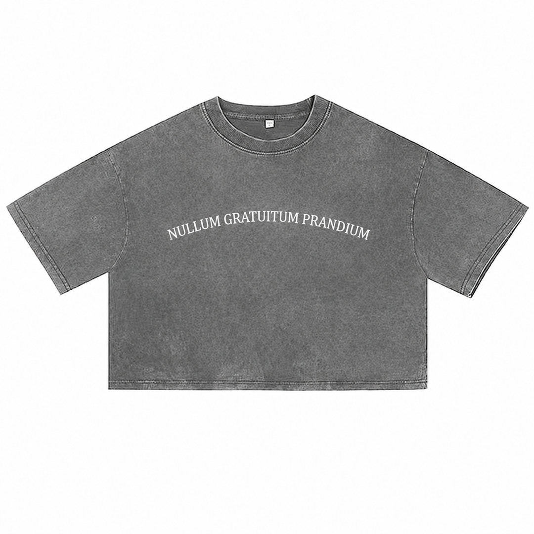 "Nullum Gratuitum Prandium" Vintage Cropped T-Shirt