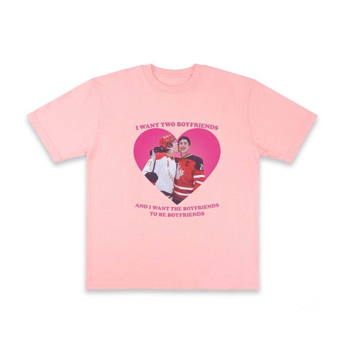 "Two Boyfriends" Hockey Romance Trope T-Shirt