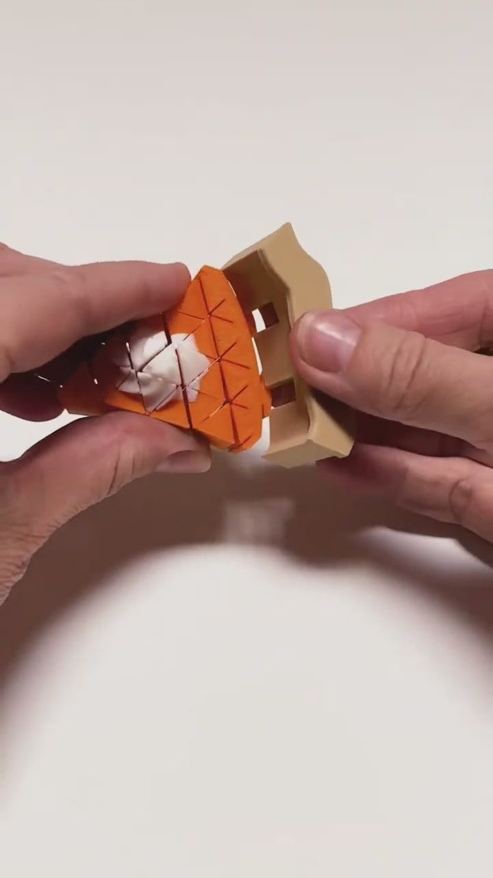 Squishy Pixel Pumpkin Pie Slice Fidget – 3D Printed Sensory Toy