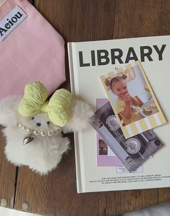 Yellow Ribbon Fluffy Puppy Charm