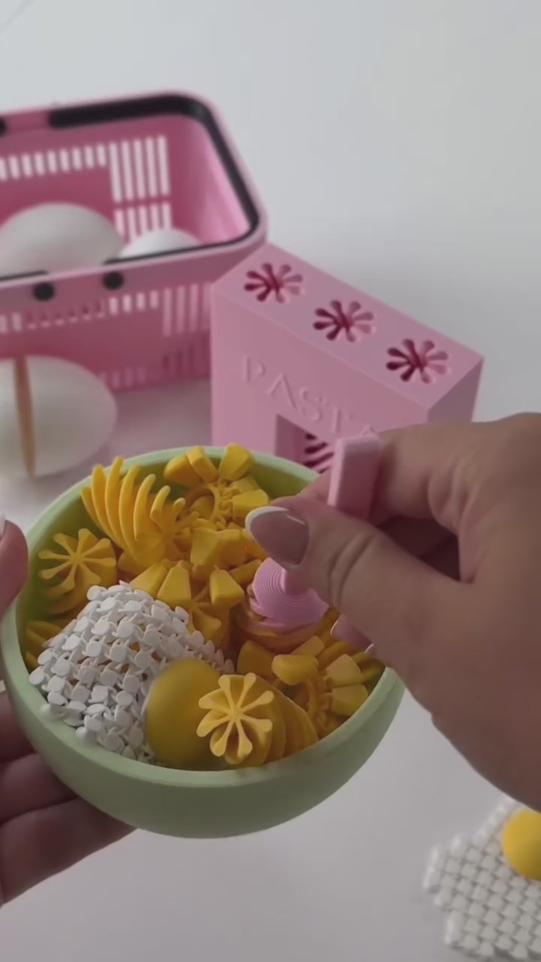 Squishy Pasta Fidget Bowl Set Flushing Pink – 3D Printed Sensory Toy